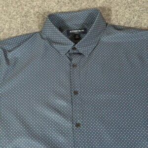 Mizzen and Mens Mens Leeward Button Down LS Dress Shirt XXL Trim Navy‎ Polka Dot